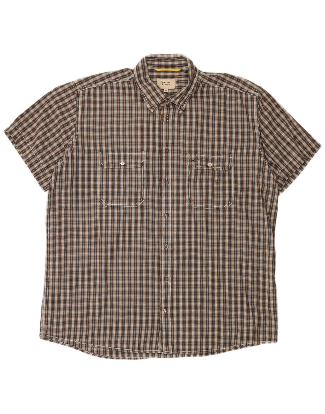 Camel Active Męska koszula z krótkim rękawem XL, brązowa, bawełniana kratka