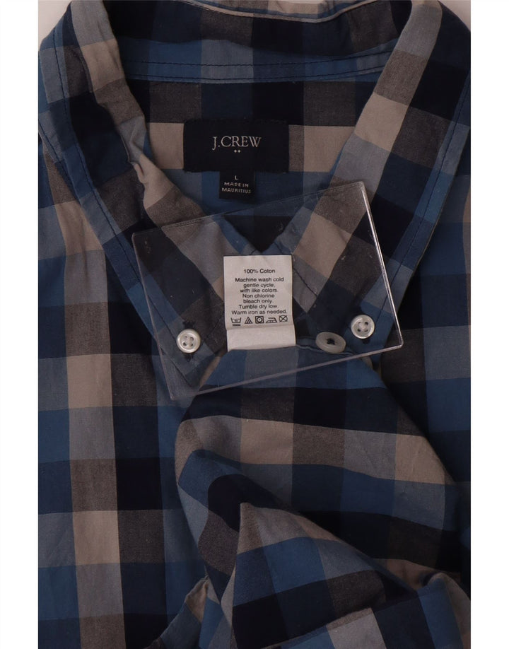 J. CREW Mens Shirt Large Navy Blue Check Cotton Vintage J. Crew and Second-Hand J. Crew from Messina Hembry 