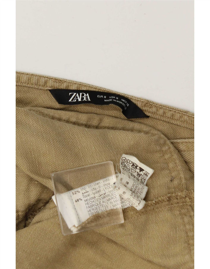 Damskie ogrodniczki Zara Spódnica cargo, mała W26, khaki, lniana