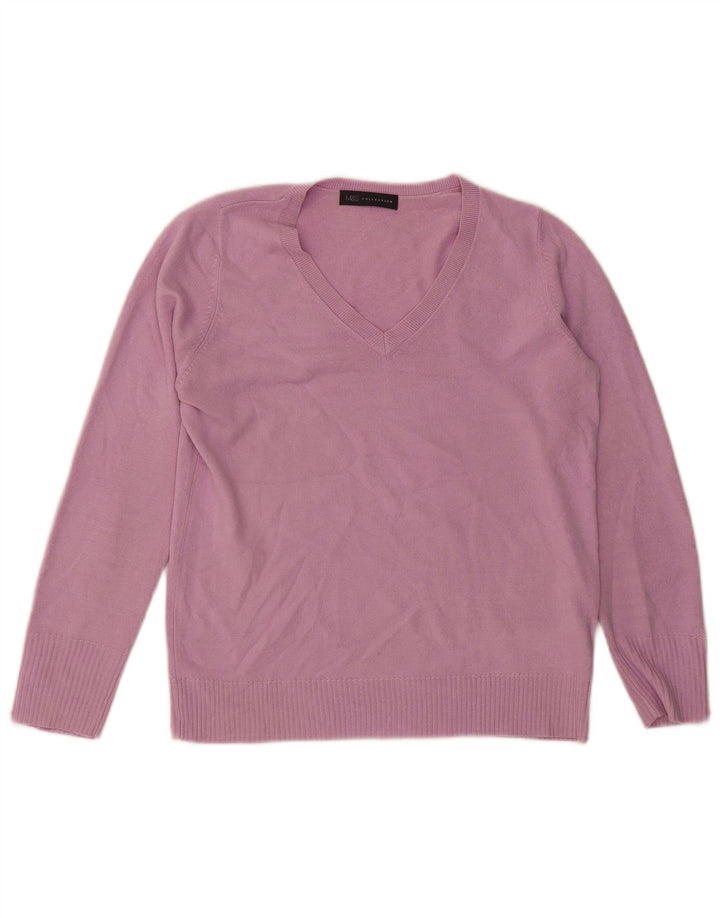 Marks & Spencer Damski sweter z dekoltem w kształcie litery V, UK 12, średni fiolet, akryl
