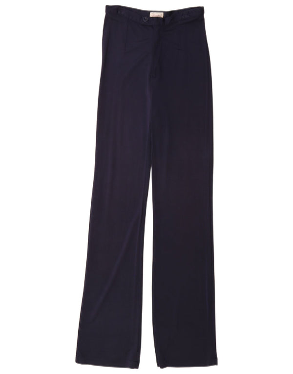Stefanel Womens High Waist Casual Trousers EU 38 XS W26 L33 Navy Blue