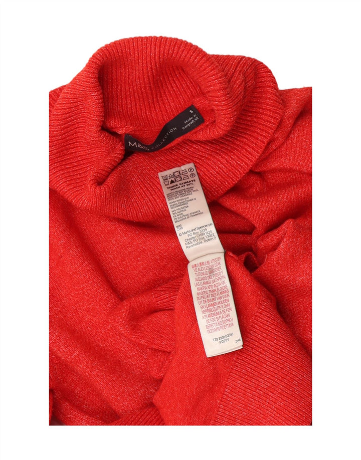 Marks & Spencer Damski sweter z golfem UK 10, mały, czerwony, nakrapiany