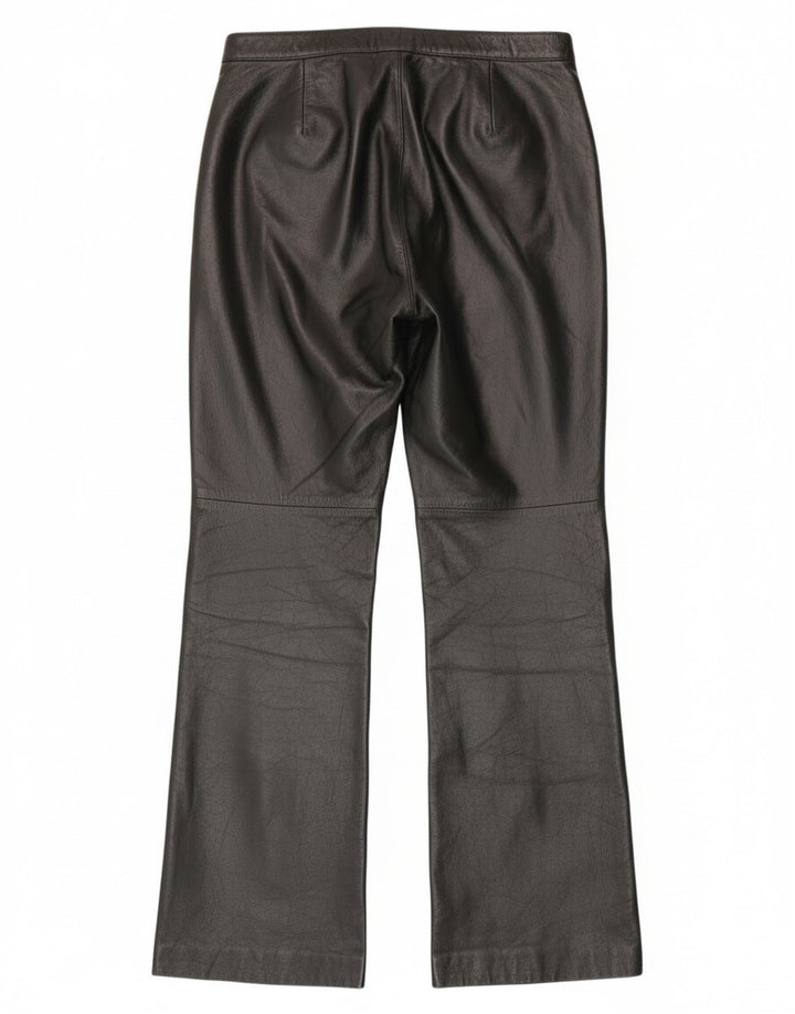 Vintage damskie skórzane spodnie Bootcut IT 44 Medium W28 L30 czarna skóra