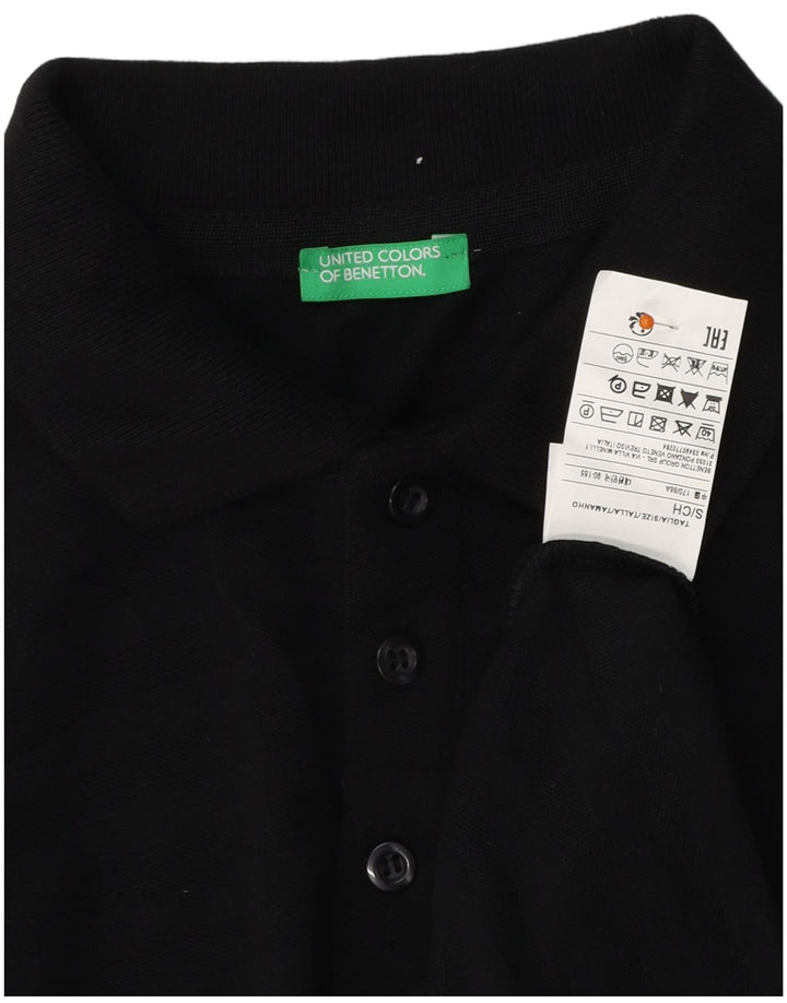 Męska koszulka polo BENETTON, mała, czarna, bawełniana w paski