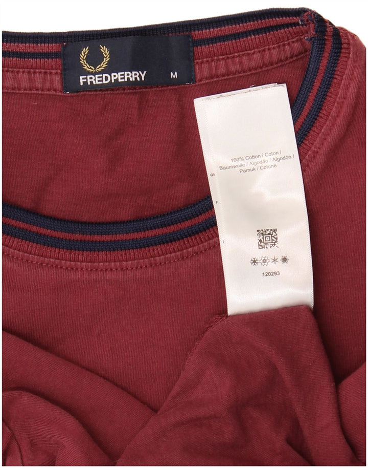 FRED PERRY Męski T-shirt Top z bawełny w kolorze średniego burgunda