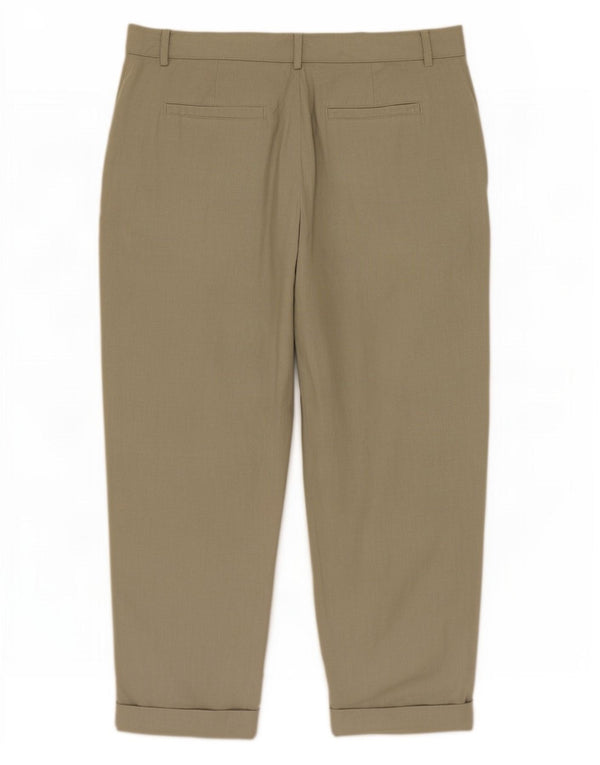 Damskie proste spodnie chino Zara EU 42 Large W32 L26 Khaki lniane