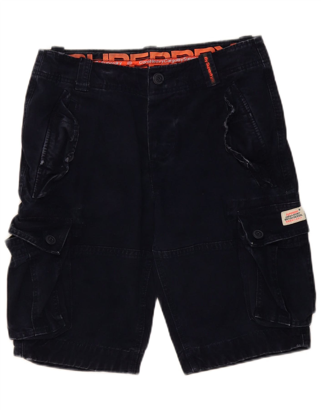 SUPERDRY Męskie spodenki cargo małe W29 granatowe, bawełniane