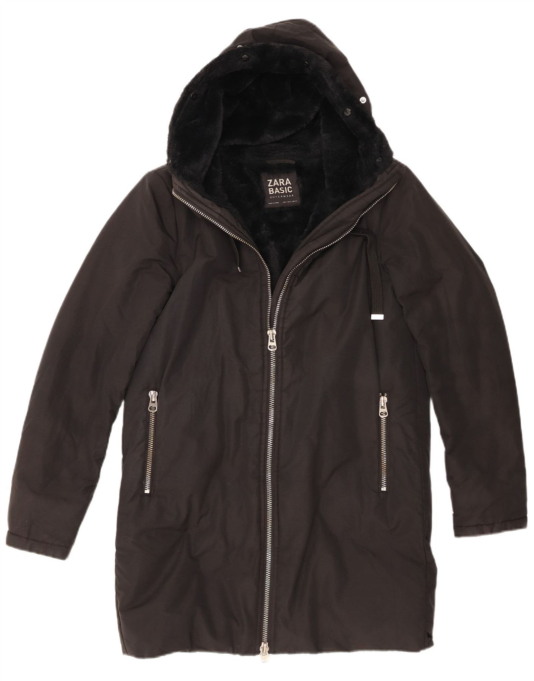 Damski płaszcz wiatrówka z kapturem Zara UK 10 Small Black