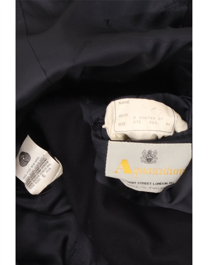 Męska marynarka zapinana na 2 guziki Aquascutum IT 46 Mała granatowa wełna