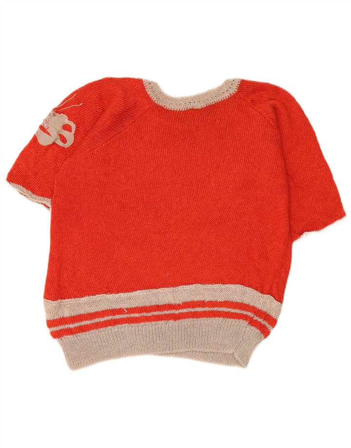 Damski sweter w stylu vintage, z grafiką w kształcie łódki, IT 44, średni czerwony
