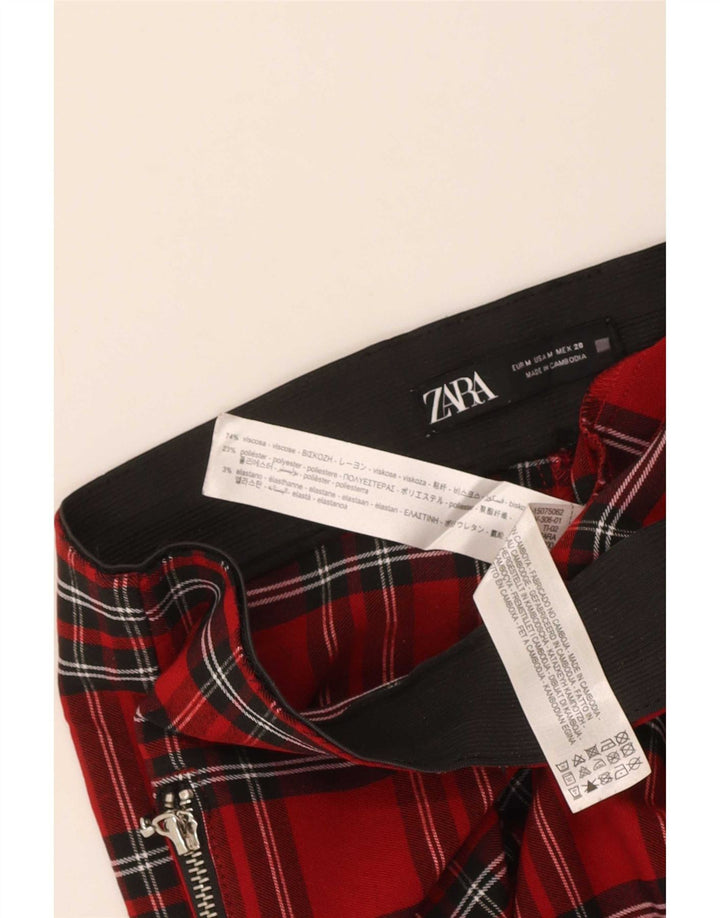 Spodnie damskie Zara Slim Casual, średnie W28 L26, wiskoza w czerwoną kratę