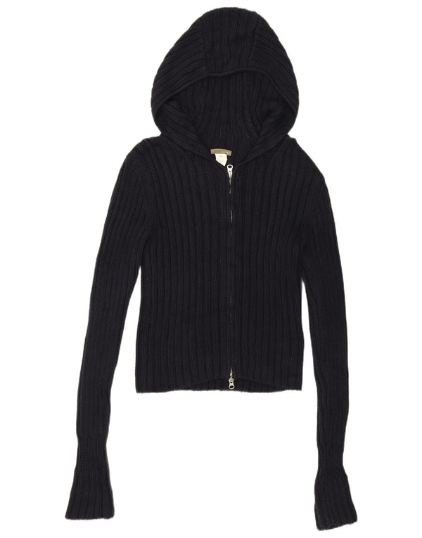 J. CREW Damski sweter rozpinany z kapturem UK 6 XS, granatowy, bawełniany