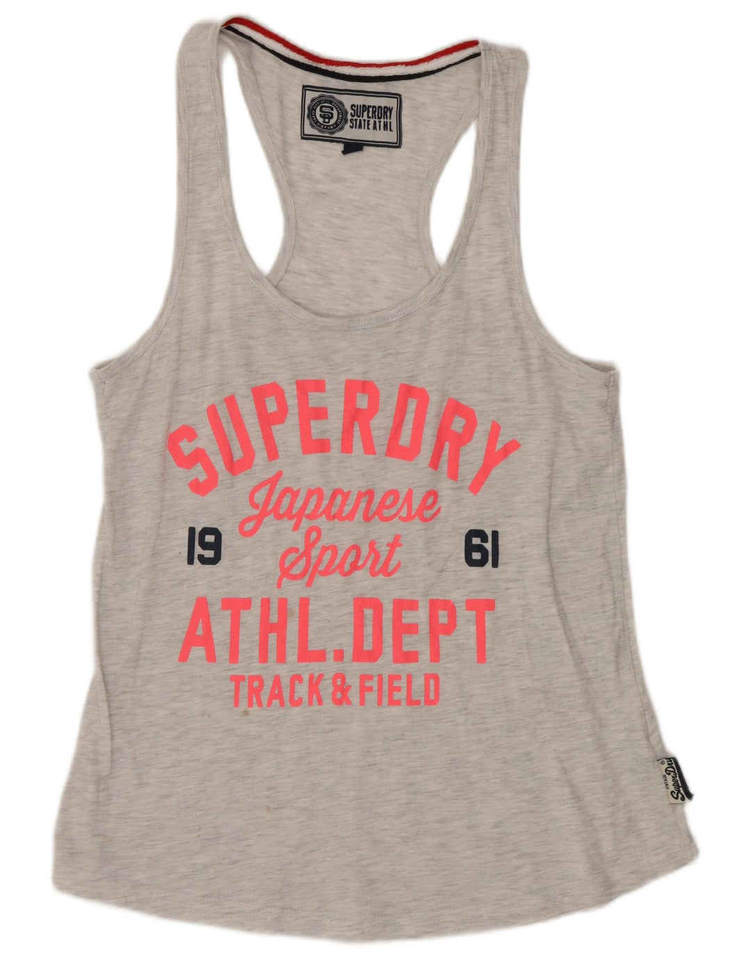 Męski top z kamizelką Superdry z grafiką, mały, szary, nakrapiany poliester