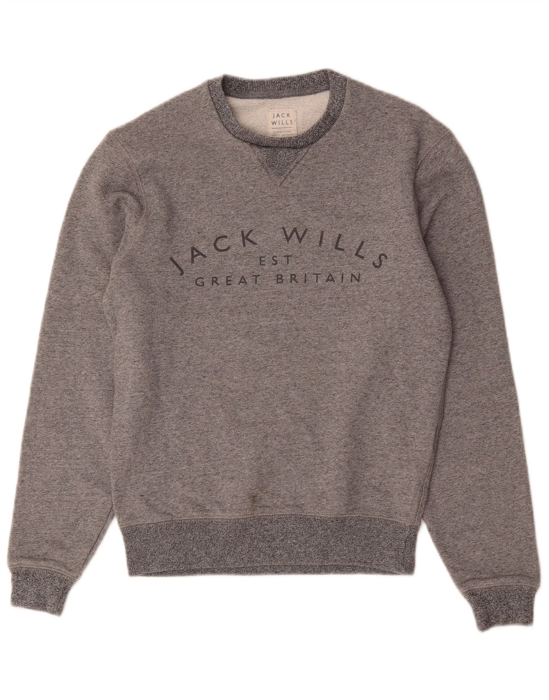 Męska bluza z grafiką Jack Wills, sweter XS, szara, nakrapiana bawełna