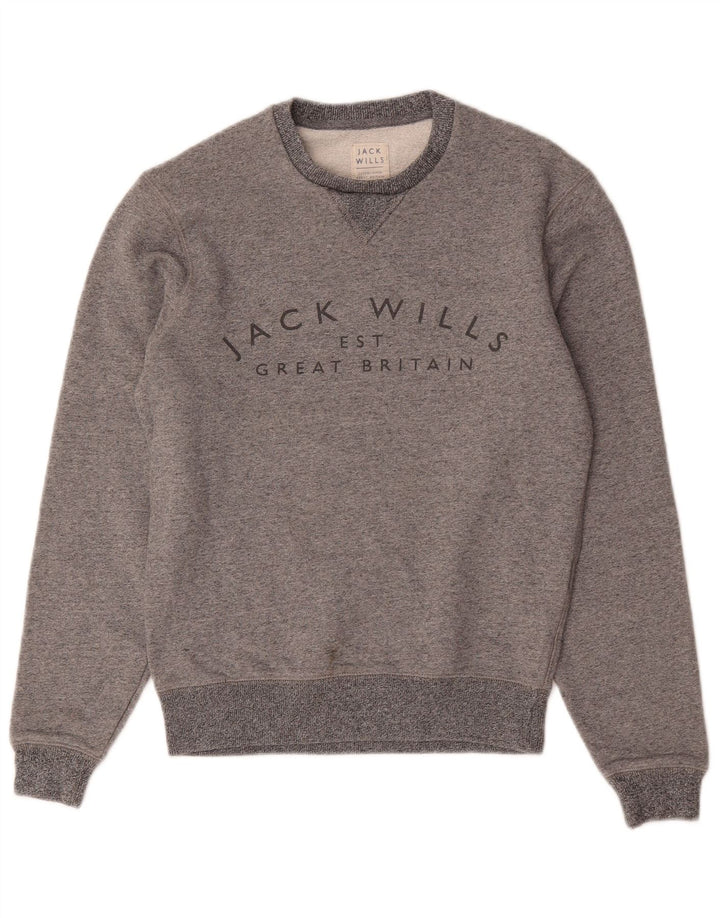 Męska bluza z grafiką Jack Wills, sweter XS, szara, nakrapiana bawełna