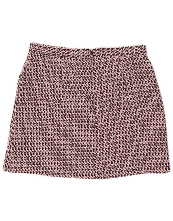 Damska spódniczka mini Topshop UK 14 duża W32 różowa jodełka, poliester
