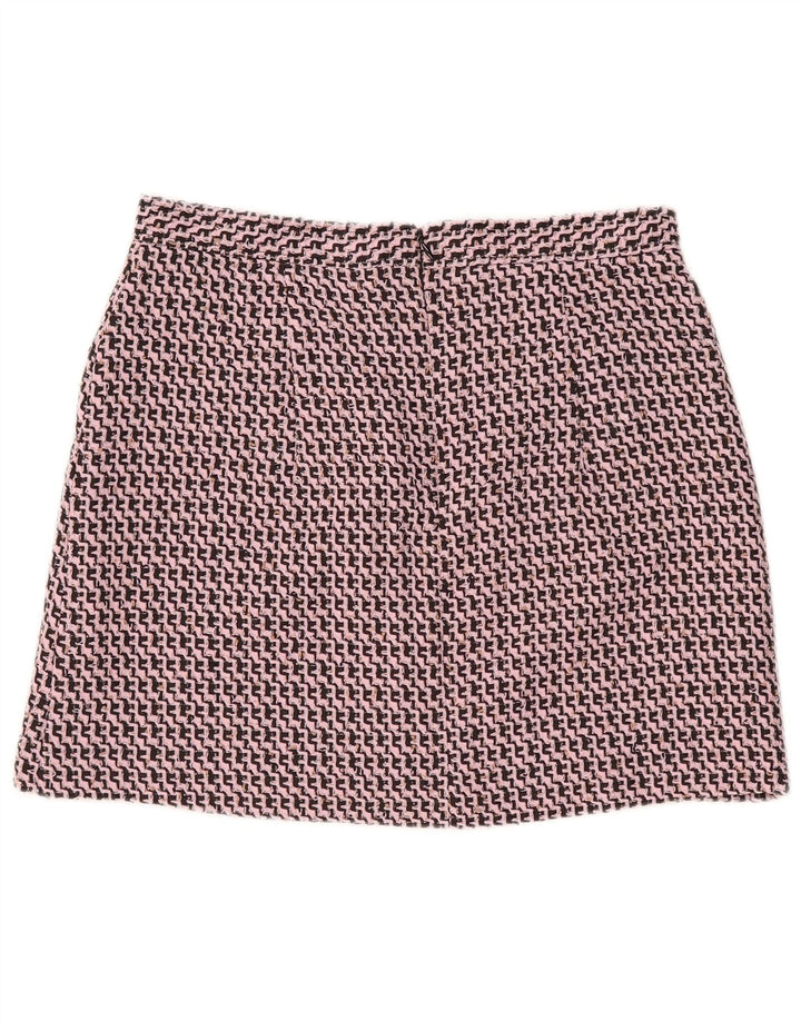 Damska spódniczka mini Topshop UK 14 duża W32 różowa jodełka, poliester