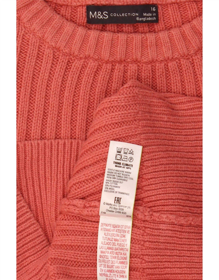 Marks & Spencer Damski sweter z okrągłym dekoltem, UK 16, duży, różowy