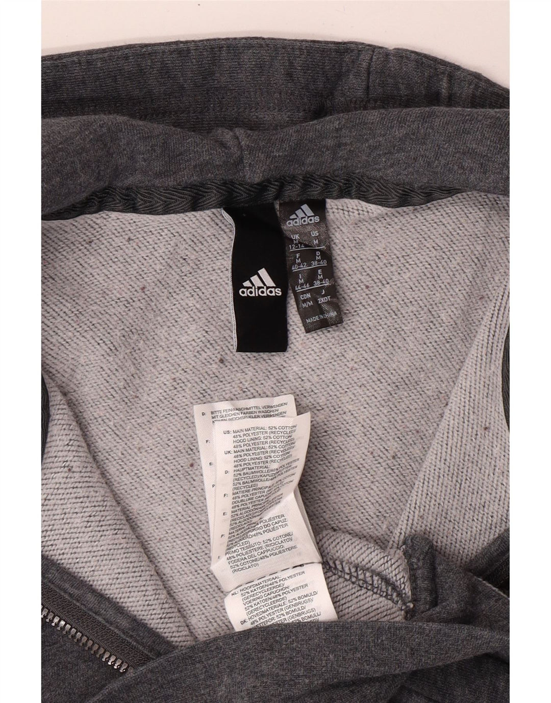 Damska bluza z kapturem Adidas Graphic Zip UK 12/14 Średnia szara bawełna