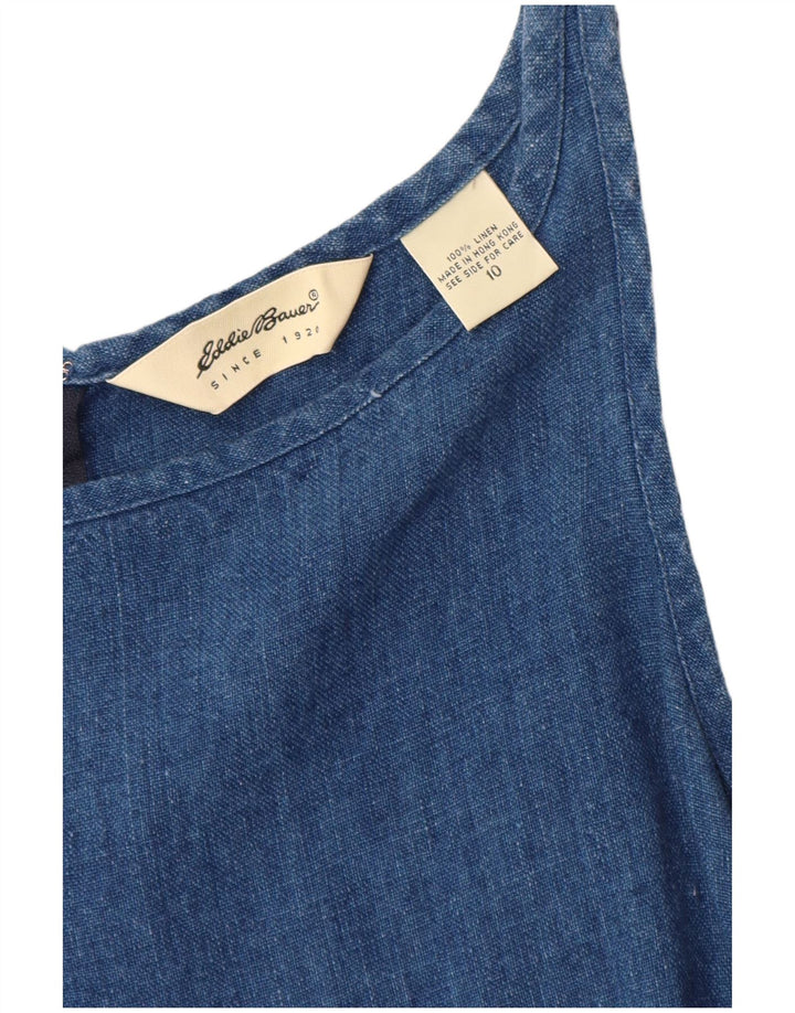 Damska sukienka bez rękawów EDDIE BAUER US 10, duża, niebieska lniana