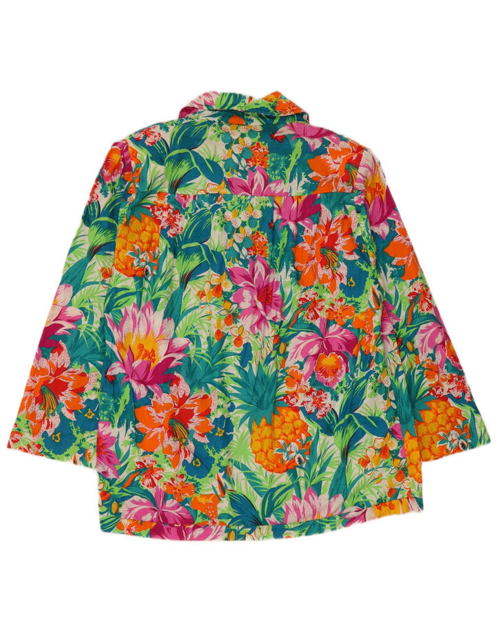 Vintage damska marynarka zapinana na 2 guziki UK 16, duża, wielokolorowa w kwiaty