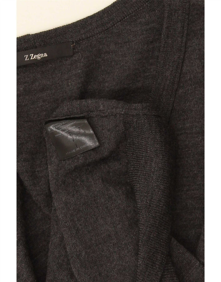 Z ZEGNA Damski sweter kardigan US 6 Średnioszary wełniany