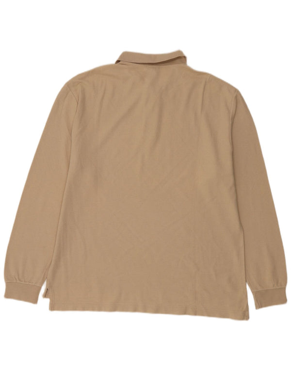 Marina Yachting Mens Long Sleeve Polo Shirt Large Beige Cotton