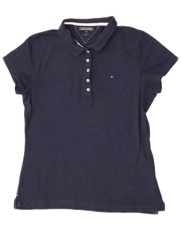 Damska koszulka polo Slim Fit Tommy Hilfiger UK 18 XL, granatowa, bawełniana