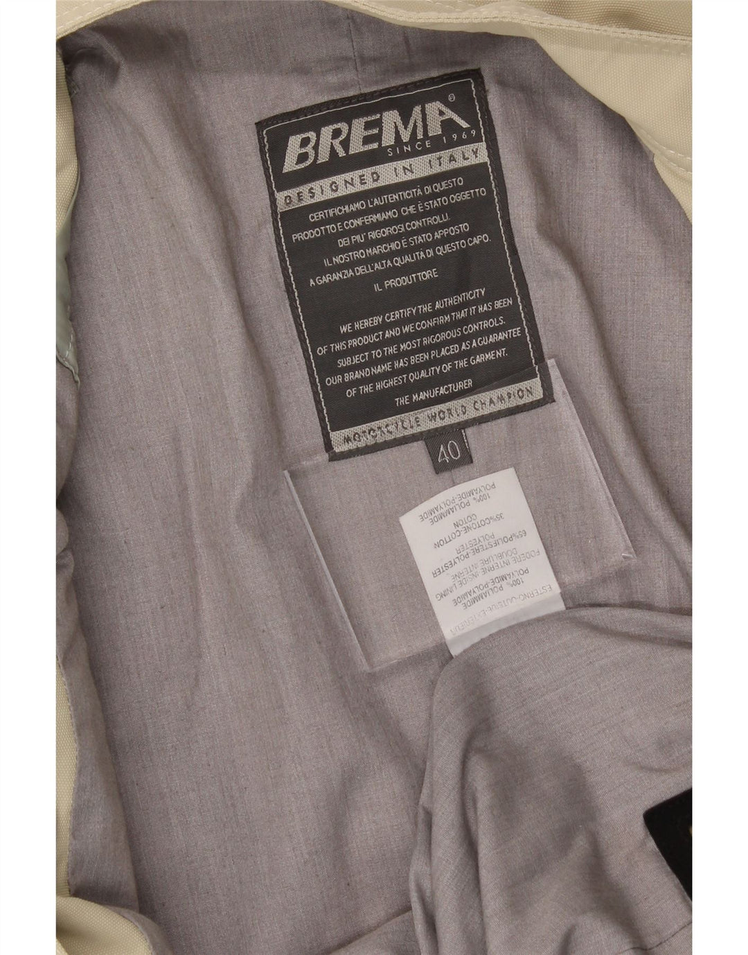 BREMA Womens Bomber Jacket IT 40 Small Beige Polyamide Vintage Brema and Second-Hand Brema from Messina Hembry 