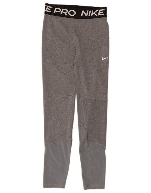 Dziewczęce legginsy Nike Graphic 13-14 lat XL, szara bawełna z blokami kolorów