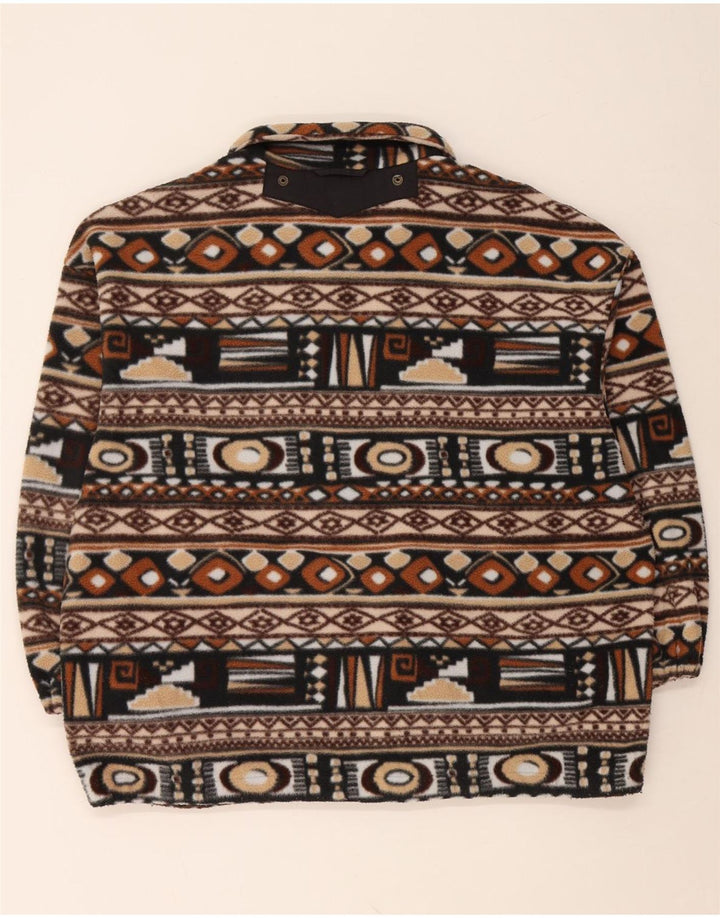 Damska kurtka polarowa oversize VINTAGE UK 14 Średni brąz Fair Isle