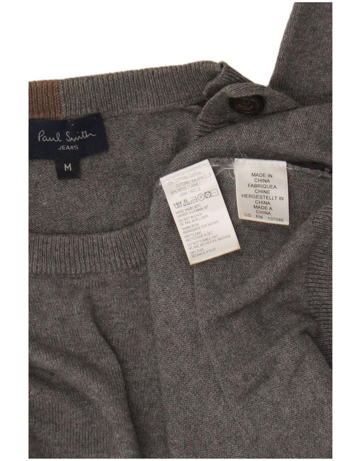 Męski sweter Paul Smith z okrągłym dekoltem, średnioszary, bawełniany w bloki kolorów