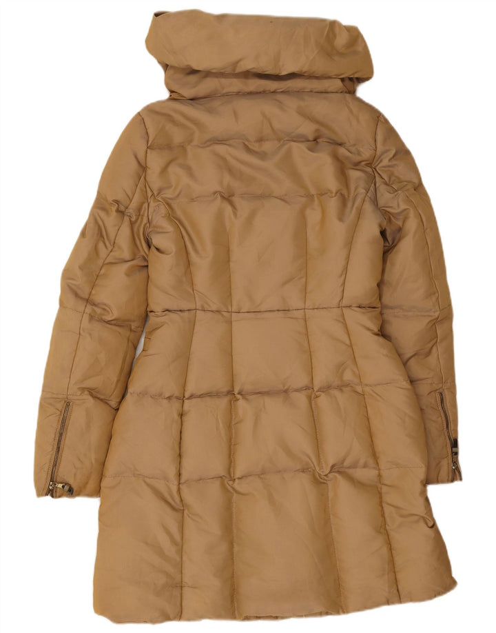 Ocieplany płaszcz damski Zara UK 10, mały, brązowy nylon