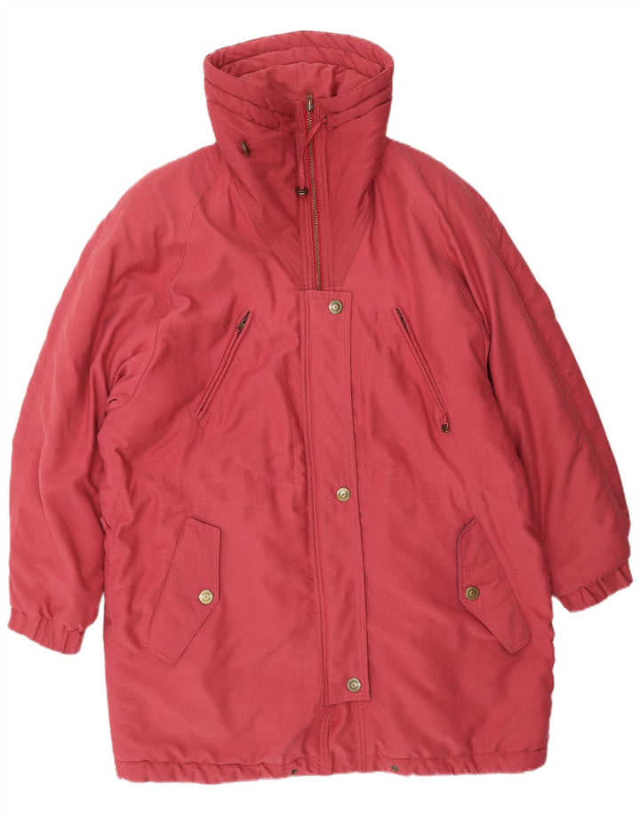 VINTAGE Womens Oversized Padded Coat EU 38 Medium Red Polyester