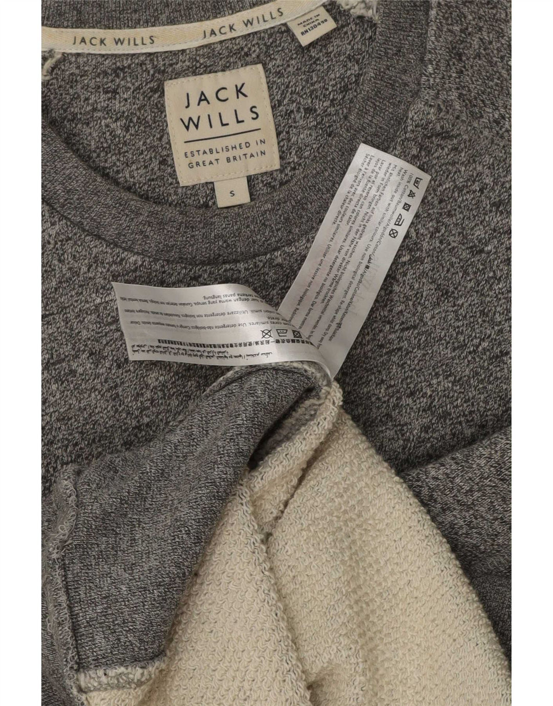 Męska bluza z grafiką Jack Wills, mała, szara, nakrapiana bawełna