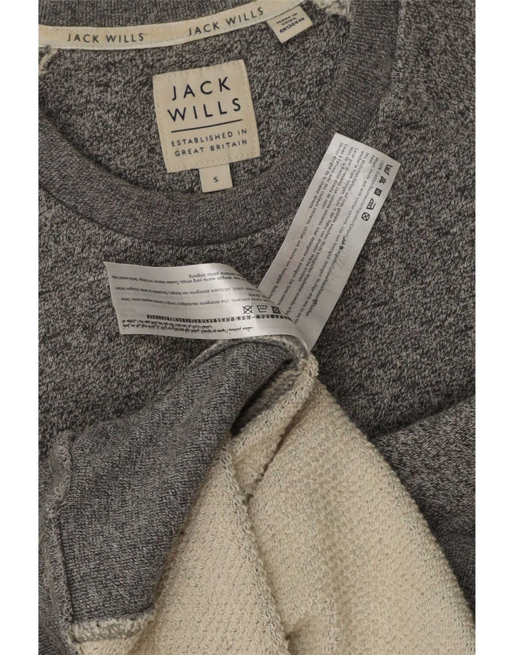 Męska bluza z grafiką Jack Wills, mała, szara, nakrapiana bawełna