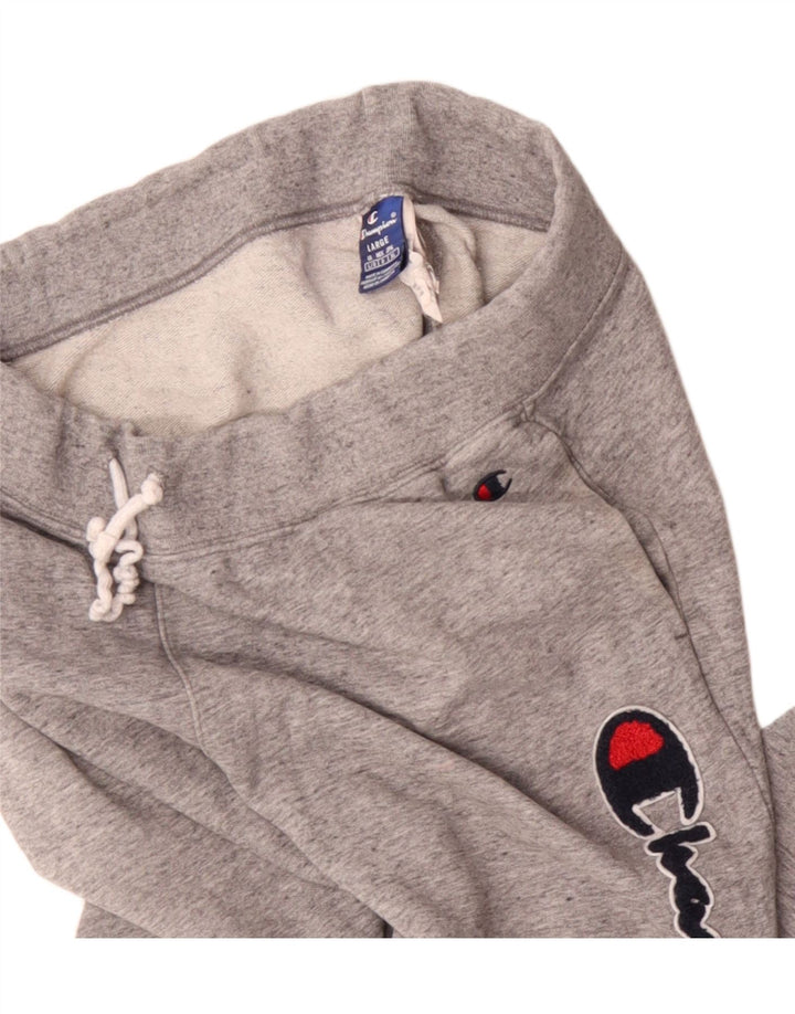 Męskie spodnie dresowe Champion z grafiką, duże, szare, nakrapiane, bawełniane