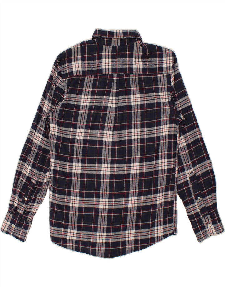 PIOMBO Mens Flannel Shirt Small Navy Blue Check Cotton Vintage Piombo and Second-Hand Piombo from Messina Hembry 