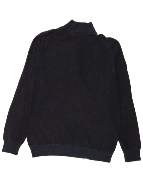 Męski sweter zapinany na guziki Massimo Dutti, duży, granatowy, bawełniany