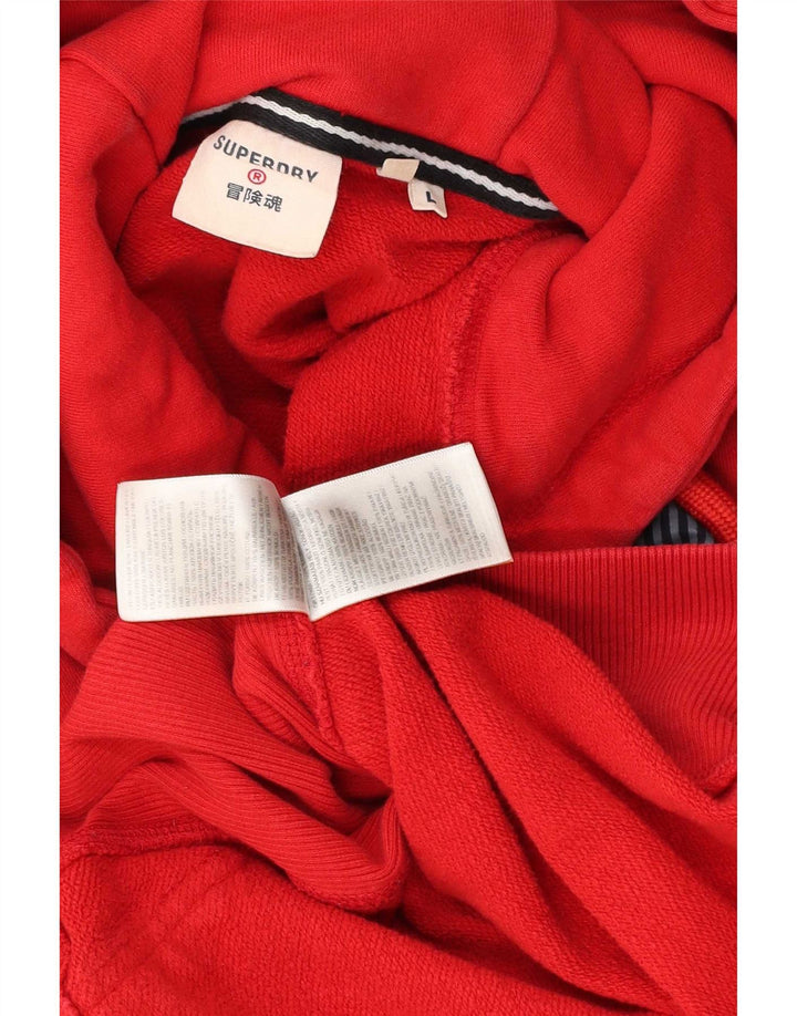 Męski sweter z kapturem Superdry z grafiką, duży, czerwony, bawełniany