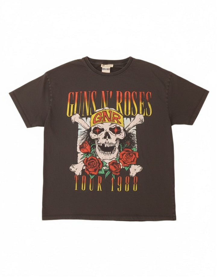 Męski T-shirt z grafiką Pull & Bear Guns & Roses, duży, szary, bawełniany