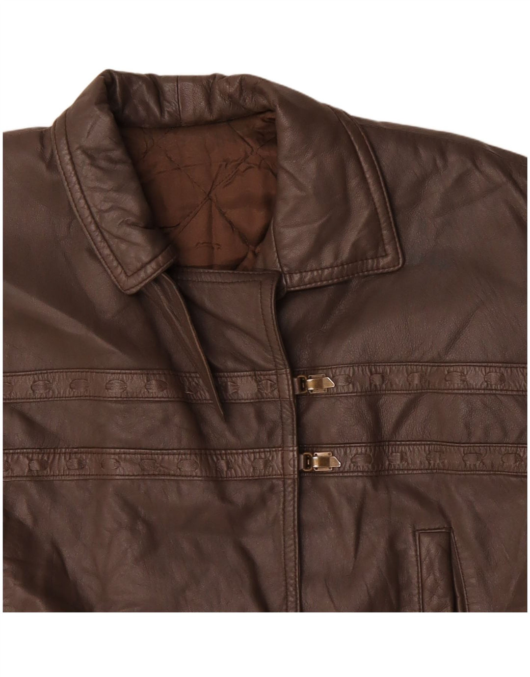 Kurtka skórzana damska VINTAGE UK 18 XL brązowa