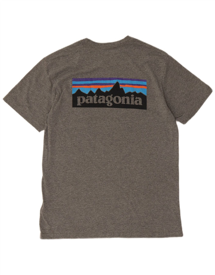 Męska koszulka Patagonia o regularnym kroju z grafiką, średnia szara bawełniana nakrapiana