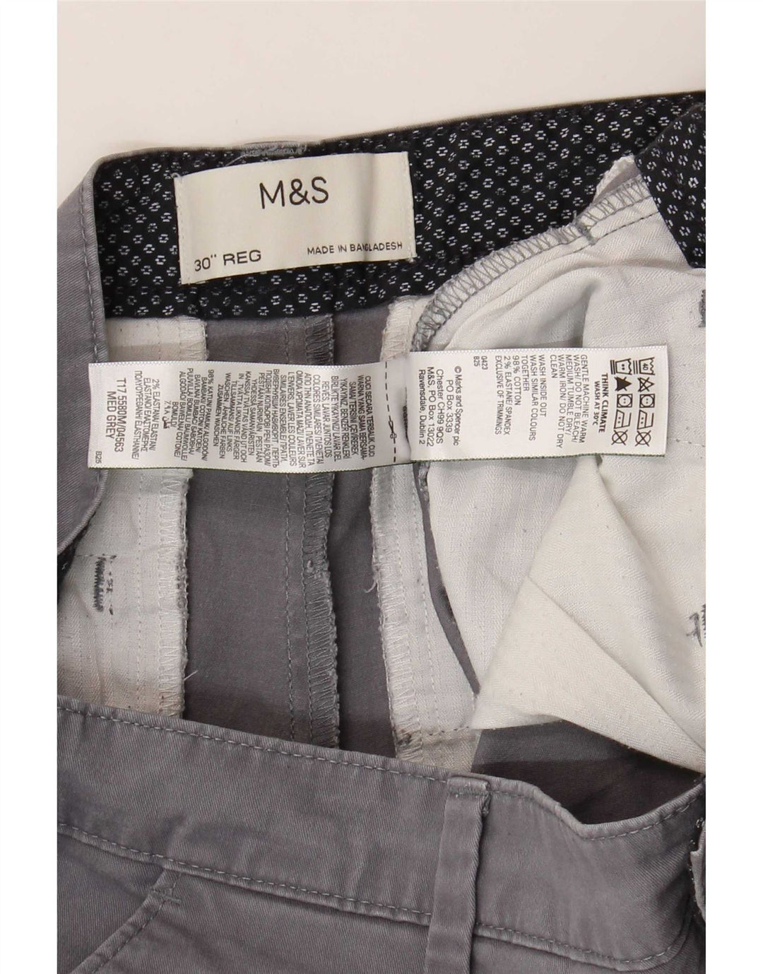 Męskie spodenki Chino Marks & Spencer W30 Średnioszary, bawełniany