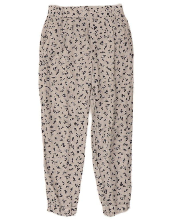 Damskie zwężane spodnie BENETTON W26 L23 Biała, lniana w kwiaty