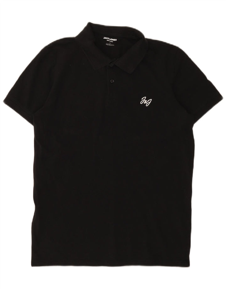 Męska koszulka polo Jack & Jones, duża, czarna, bawełniana