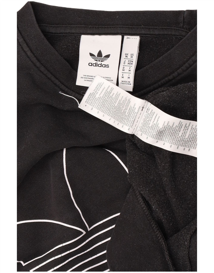 Męska bluza Adidas z grafiką, średnia czarna bawełniana
