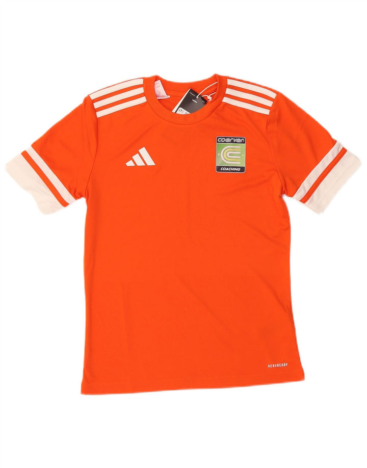 Chłopięcy T-shirt ADIDAS Aeroready z grafiką, 11-12 lat, pomarańczowy, z blokami kolorów