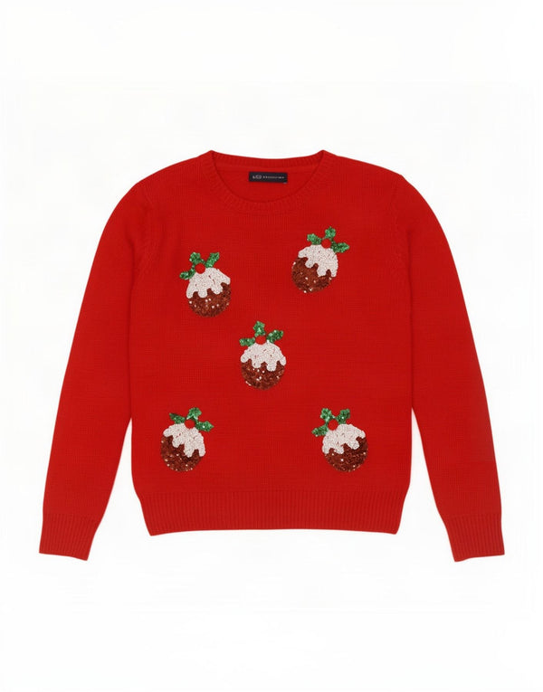 Marks & Spencer Damski sweter z okrągłym dekoltem UK 10 Small Red Christmas