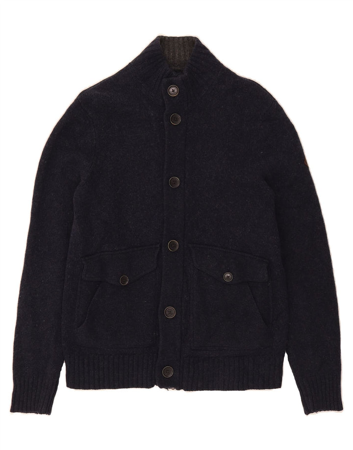 TIMBERLAND Womens Cardigan Sweater UK 14 Large Navy Blue Wool Vintage Timberland and Second-Hand Timberland from Messina Hembry 